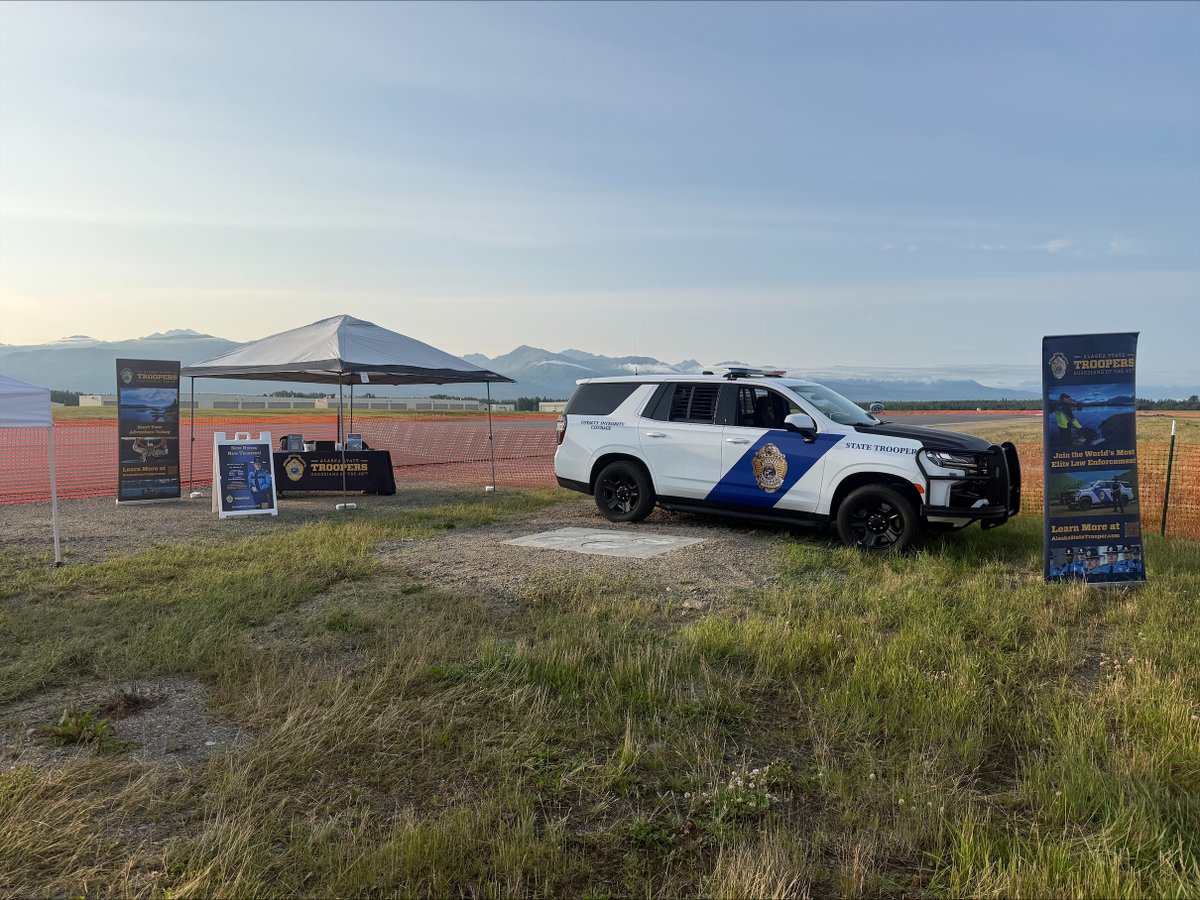 akstatetrooper's tweet photo. While the US Navy Blue Angels will be in the sky today, on the ground you will see an AST blue Piper Super Cub used by Troopers to patrol across the state. Stop by and see the Alaska State Troopers at JBER’s Arctic Thunder Airshow and Open House today and tomorrow. https://t.co/KhD8ZFH6cA