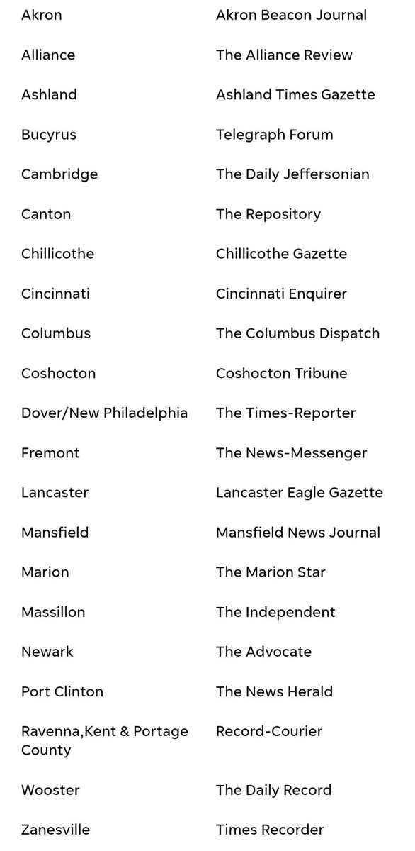 plunderbund's tweet photo. All these Ohio newspapers are teaming up with Palantir to connect your online user behavior with your true identity, all of which they will sell to marketers. Privacy is dead. https://t.co/Qrf92d2agp