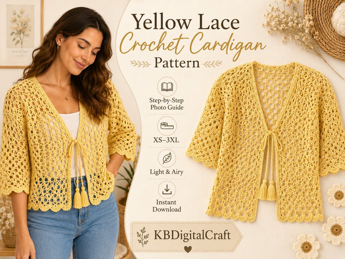 KBDigitalCraft's tweet photo. New crochet pattern 🌸🧶

Ombre Lace Tie-Front Cardigan
• Sizes XS–3XL
A light, airy cardigan for your handmade wardrobe.

https://t.co/ESoWsdyu3e

#Crochet #CrochetPattern #CrochetCardigan #LaceCrochet #OmbreCrochet https://t.co/pLivhsVXx6