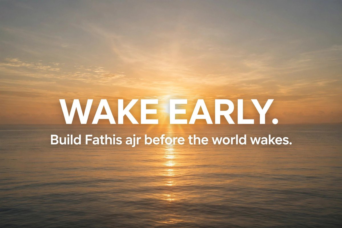 adhanef's tweet photo. WAKE EARLY. Build Fathis ajr before the world wakes.

Your best hours are in the morning — quiet, focused, unstoppable. https://t.co/hKwH5f1Gqb
