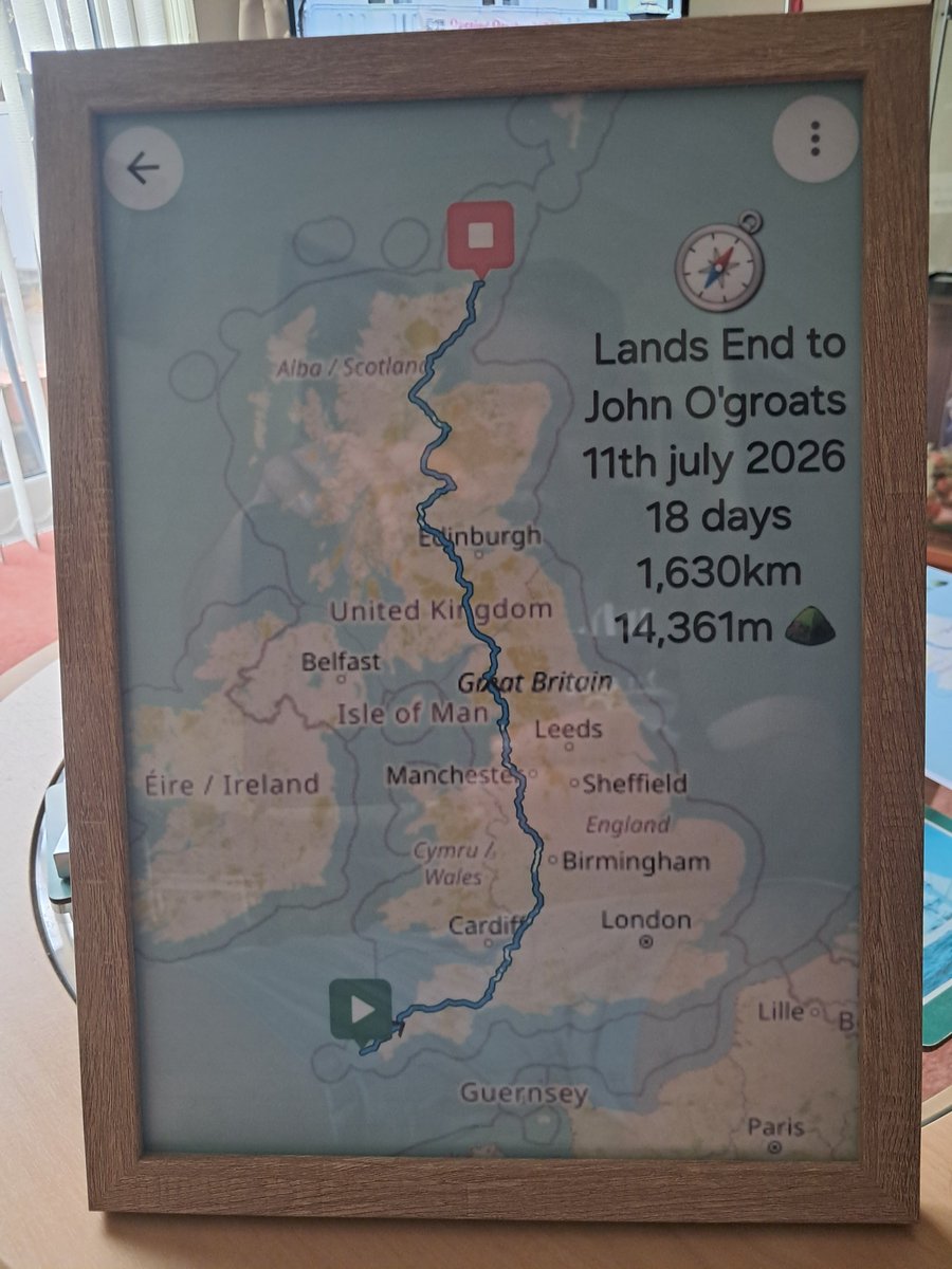 CB_cycles's tweet photo. My #LEJOG map, now printed out and framed ๐ #cycling #bikepacking https://t.co/SZw3vQg2lo