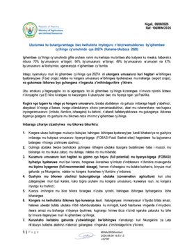 HoReCo_Rw's tweet photo. @RwandaAgri irasaba abafatanyabikorwa bose mu buhinzi kwihutisha imyiteguro y’igihembwe cy’ihinga 2027A: imbuto n’ifumbire ku gihe, gutegura ubutaka, kurwanya isuri, indwara n’ibyonnyi, ubwishingizi, ndetse no gutegura amasoko.

Twese hamwe uruhare rwa buri wese rurakenewe mukuzamura umusaruro n’imibereho y’abahinzi.  
#Season2027A