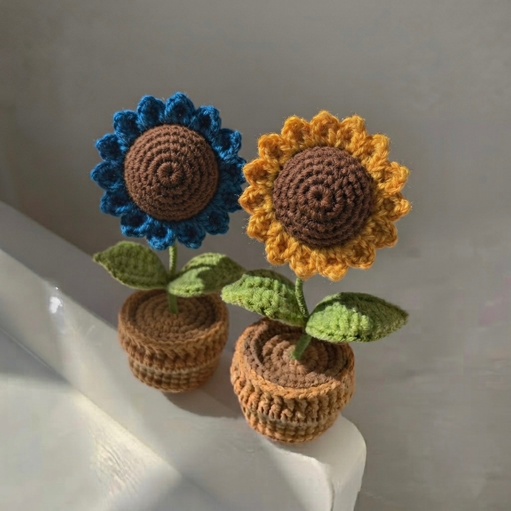 sunflowerchives's tweet photo. mini crochet sunflowers https://t.co/zC7IbKeNtw
