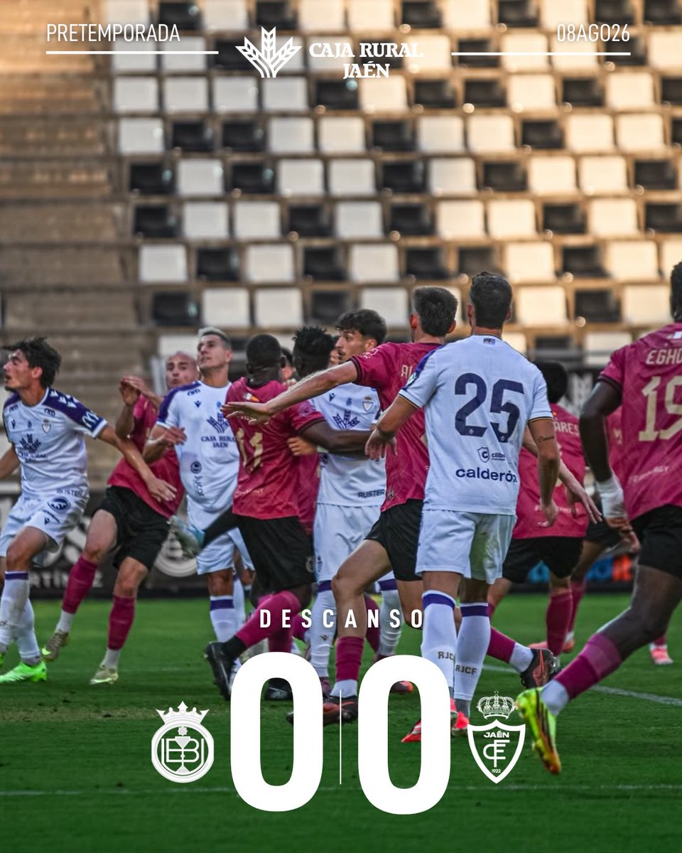 RealJaenCF's tweet photo. ⌚ 45' || Nos vamos al descanso en el Estadio Municipal "La Fuensanta"⚽

🔴UB CONQUENSE 0⃣ - 0⃣ REAL JAÉN CF⚪️

#UBConquenseRealJaénCF #RealJaen2627 #Pretemporada2627 #Directo https://t.co/Tu5ElYMMyB