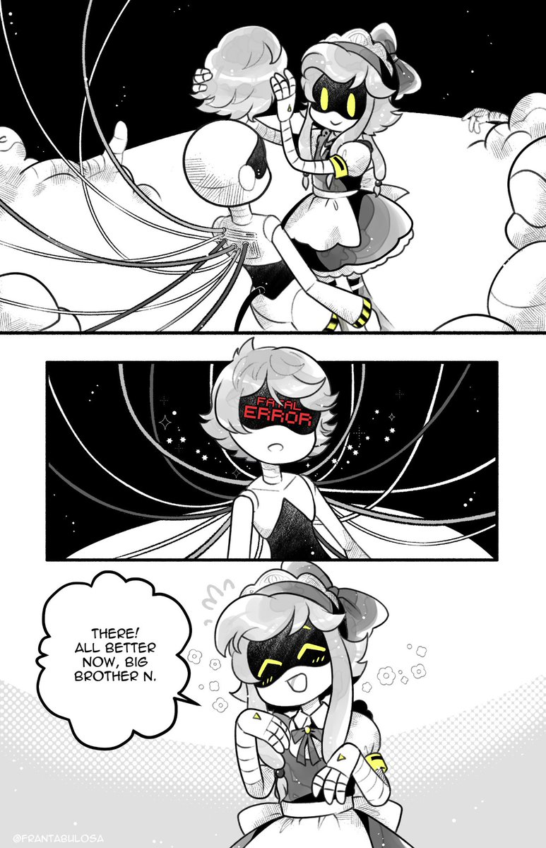 frantabul0sa's tweet photo. See? I said N would get many hugs! She’s got backups. :3
Also, I love how the drones just wear wigs lol. It’s cute!
#murderdrones #cyn #serialdesignationn https://t.co/LOhrKirYvl