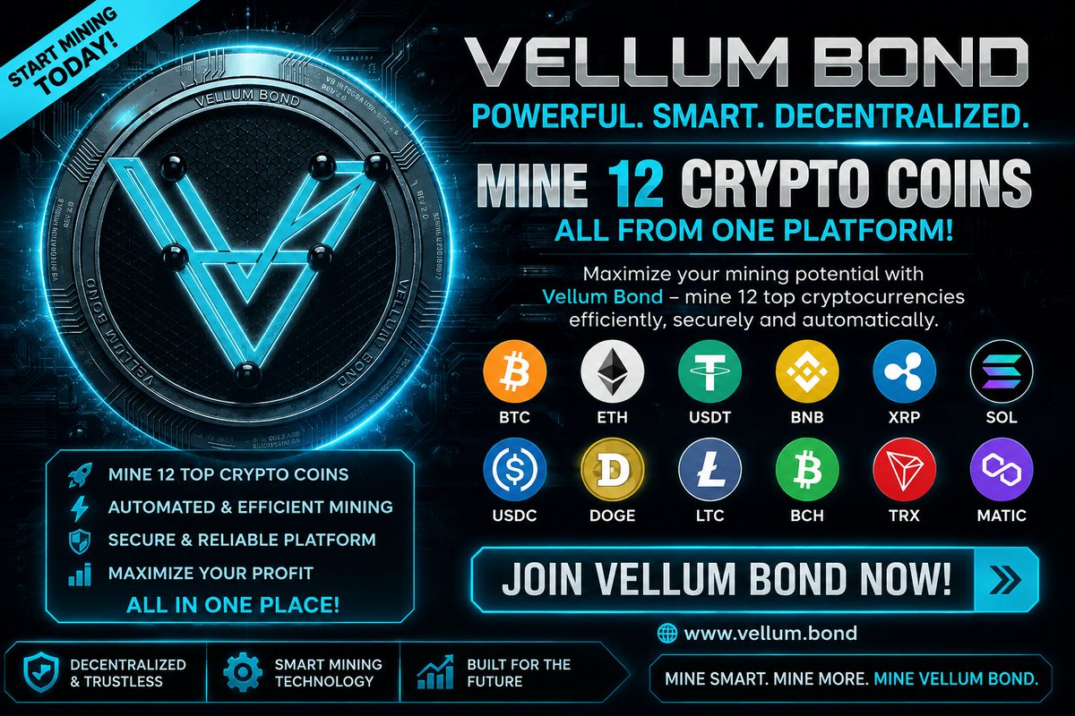 cryptojunkie333's tweet photo. ONE platform. 12 crypto opportunities.

Vellum Bond brings multi-coin cryptocurrency mining into one ecosystem.

Explore the technology. Research the platform. DYOR.

🌐 https://t.co/yx538VtDuG

#CryptoMining #Bitcoin #Blockchain https://t.co/l2ZZsesHyD