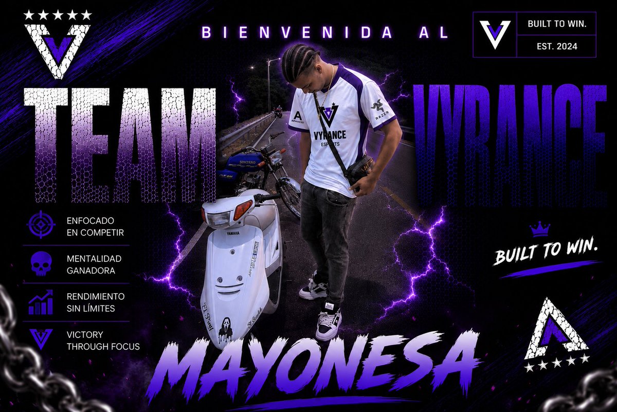 VyranceGG's tweet photo. Un nuevo capítulo comienza. 💜⚡️
Damos la bienvenida oficialmente a nuestro nuevo integrante a VYRANCE Esports.

Mucho trabajo, disciplina y hambre de competir.
Bienvenido al equipo. Let’s build something great. 🏆

#VYRANCE #VYRANCEEsports #BuiltToWin #Warzone #Esports https://t.co/DyiFVmQQGU