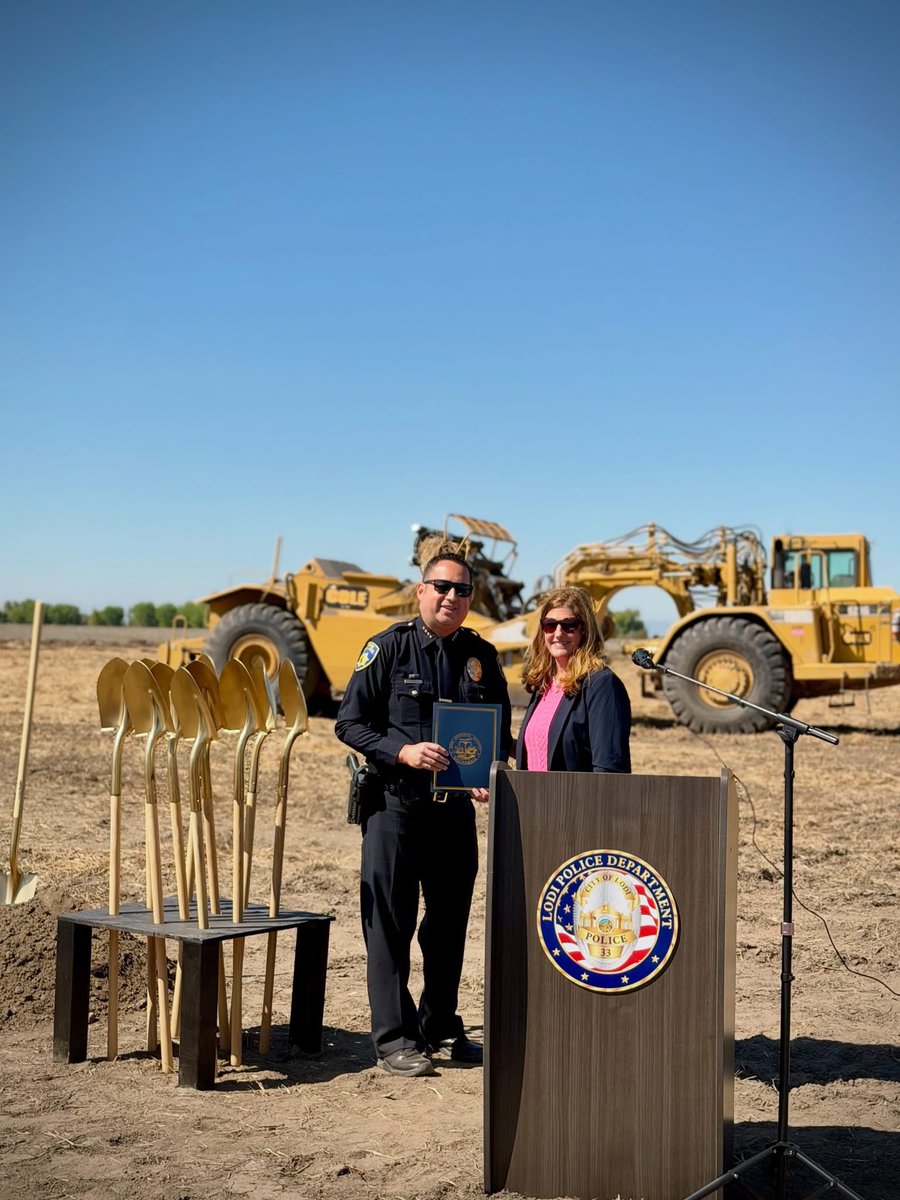 LodiPD's tweet photo. On Thursday, we celebrated a historic milestone with the groundbreaking of the Lodi Police Department’s Outdoor Public Safety Training Facility.

This milestone reflects years of collaboration, planning, and dedication from countless individuals and organizations committed to strengthening public safety throughout our region. Thank you to our city leaders—including council members past and present—city staff, County leaders, representatives from our elected officials, community partners, public safety partners, Lodi Police Foundation members, current and retired LPD personnel, Delta College representatives, and everyone who joined us to celebrate this exciting day.

We are proud to bring this landmark training facility to Lodi and look forward to the completion of Phase I as we continue building a premier destination for public safety training. This investment will expand training opportunities, strengthen regional partnerships, and help prepare current and future public safety professionals to better serve and protect our communities as we continue working alongside San Joaquin Delta College toward our shared vision for this premier public safety training facility.

Thank you for being part of this historic day. We look forward to the continued progress of this project and the lasting impact it will have on public safety training throughout our region.