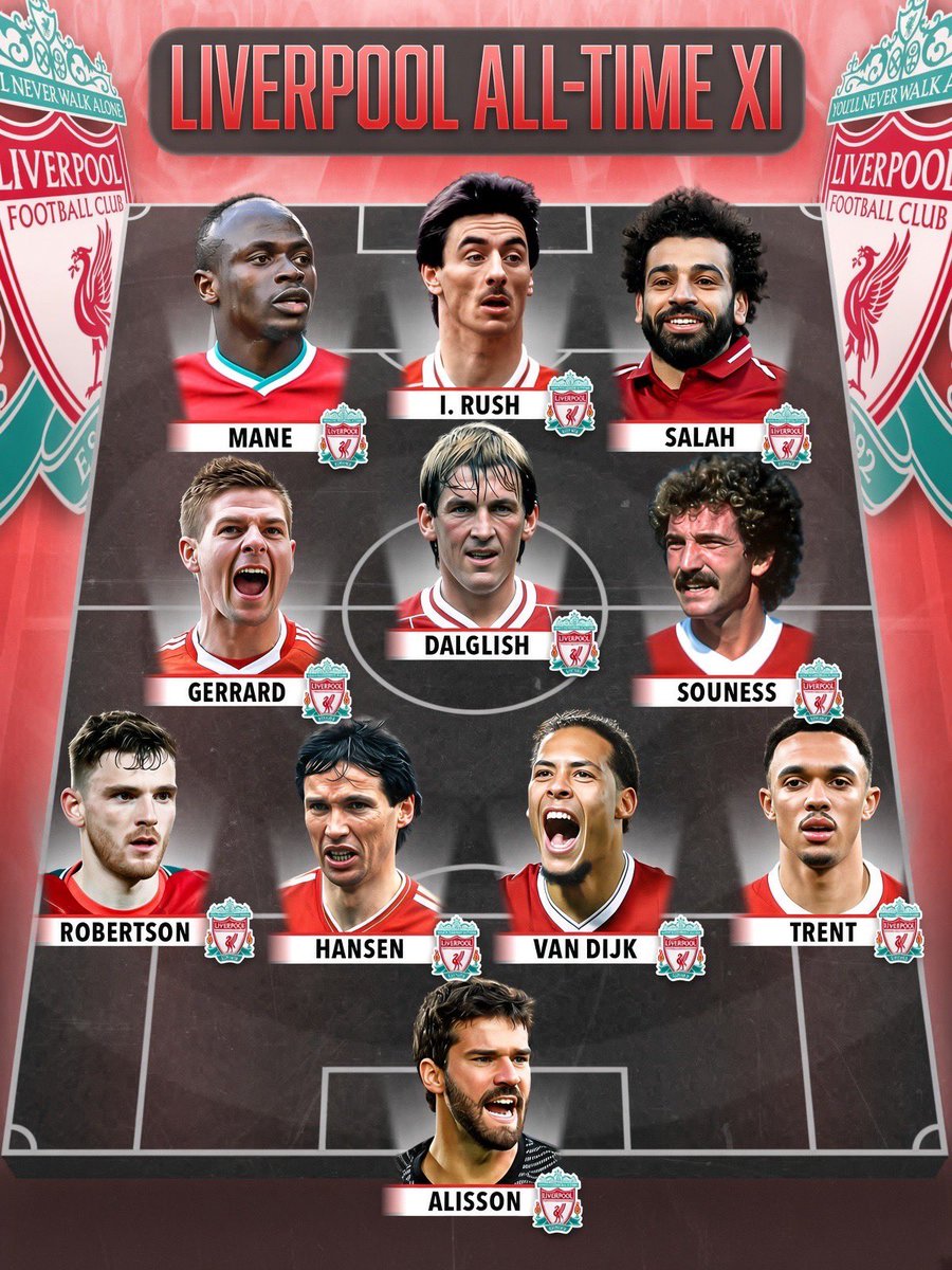 WinsLFC's tweet photo. Liverpool All Time XI 😳

Any changes??? https://t.co/7jOR3Y37Nl