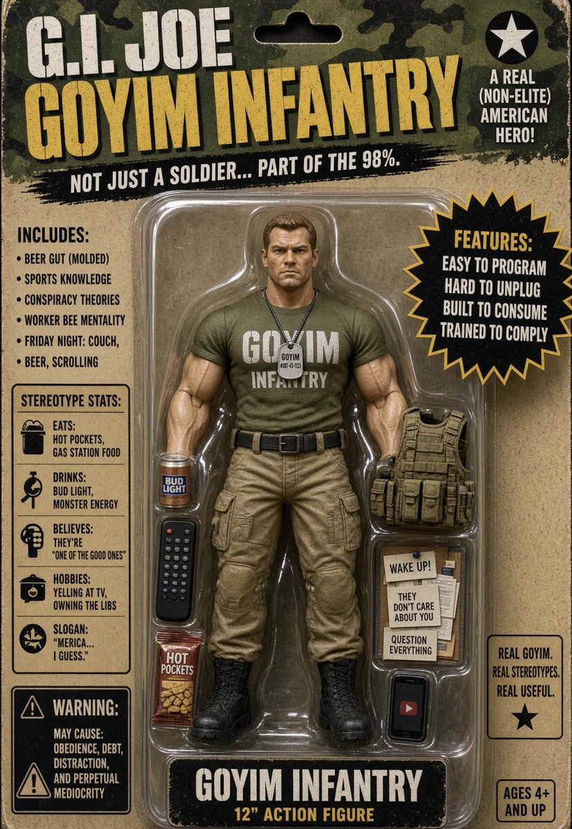 AtRealBen's tweet photo. G.I. Joe

Goyim Infantry Joe 😭😭😭 https://t.co/Eytj2x8Uz3