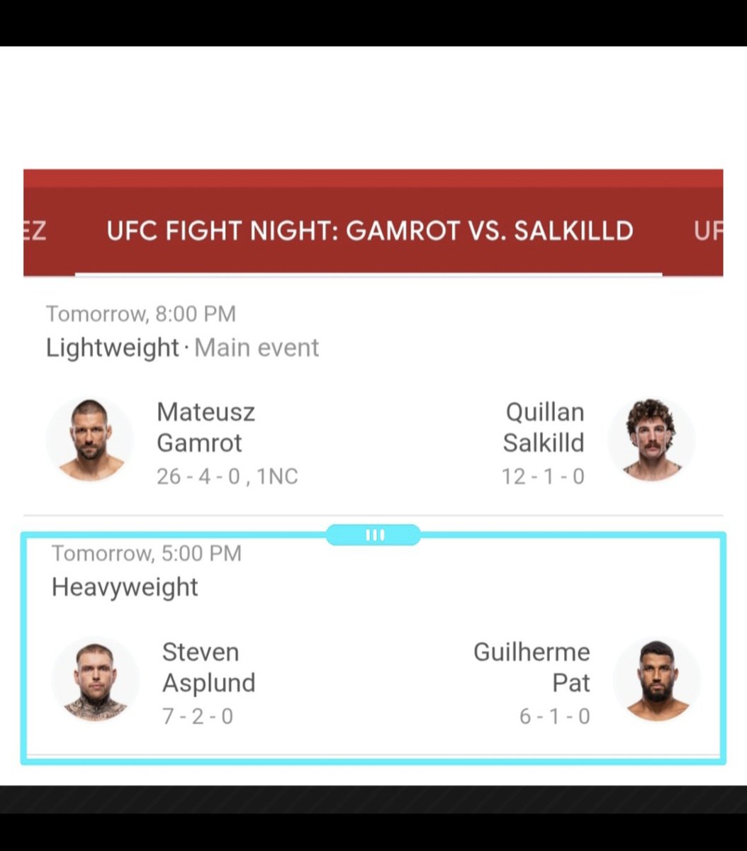 marmiami0101's tweet photo. En este hilo estoy subiendo dos peleas de #UFC en #LasVegas 
#gamrot 
#salkilld
#asplund
#pat 

Main Event:
Lightweight
Gamrot 🇲🇨 vs Sallkild 🇦🇺

Heavyweight
Asplund 🇺🇸 vs Pat 🇧🇷

Saturday, August 8th, 2026
3:06 PM ☀🌴🇺🇸☀♌🌙♊
𓂀✨🧙‍♂ https://t.co/EsgHv9HCdF