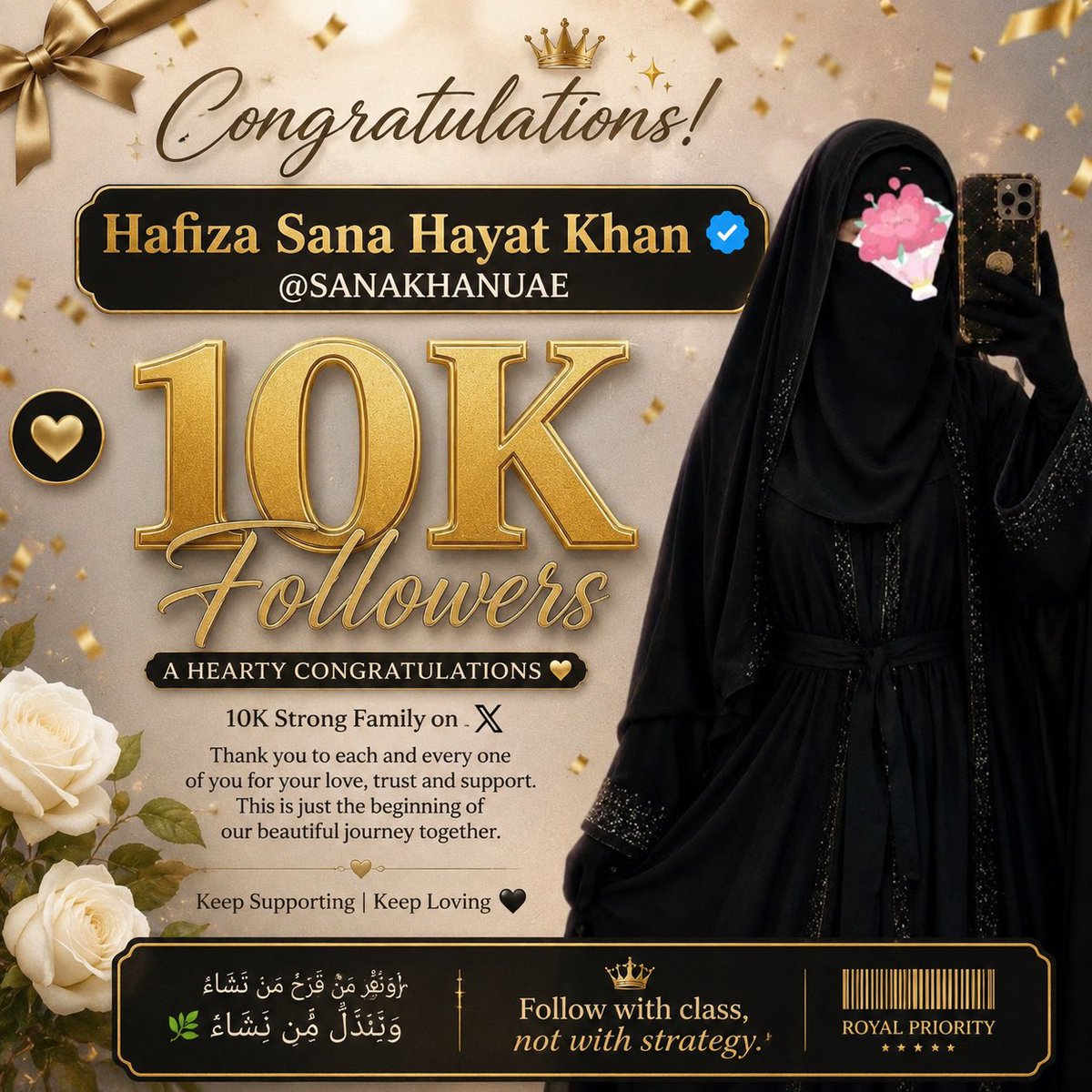 Aejaz_211's tweet photo. 🎉Heartiest congratulations to @SANAKHANUAE on reaching 10K followers❤️

May your hard work and amazing journey continue to inspire many more people.

Wishing you continued success as you grow from 10K to 100K and 1M

Many congratulations and best wishes for the journey ahead! 🌹 https://t.co/OOhpdupwU8
