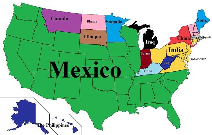 infodexx's tweet photo. The Largest Immigrant Group in Every U.S. State. https://t.co/i1Xk3m71Oj