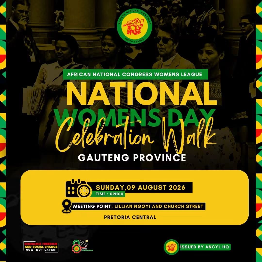 ANCYLhq's tweet photo. 𝗡𝗔𝗧𝗜𝗢𝗡𝗔𝗟 𝗪𝗢𝗠𝗘𝗡’𝗦 𝗗𝗔𝗬 | 𝟬𝟵 𝗔𝗨𝗚𝗨𝗦𝗧
The ANCYL will tomorrow join the ANC Women’s League in Gauteng for the National Women’s Day Celebration Walk, as we honour the bravery, resilience and contribution of South African women in the struggle for freedom and social transformation.

#RoarYoungLions