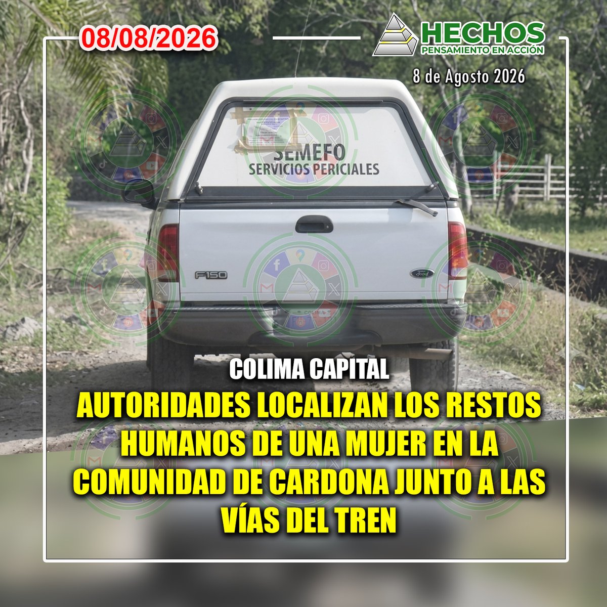 hechoscolima's tweet photo. Autoridades localizan los restos humanos de una mujer en la comunidad de Cardona, Colima,  junto a las vías del tren  
#hechoscolima https://t.co/Qq9m2F16DM