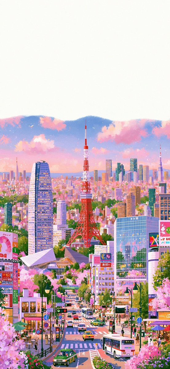 ohmy_wall's tweet photo. Pink skies over Tokyo - wallpaper https://t.co/S4cQx28CRN
