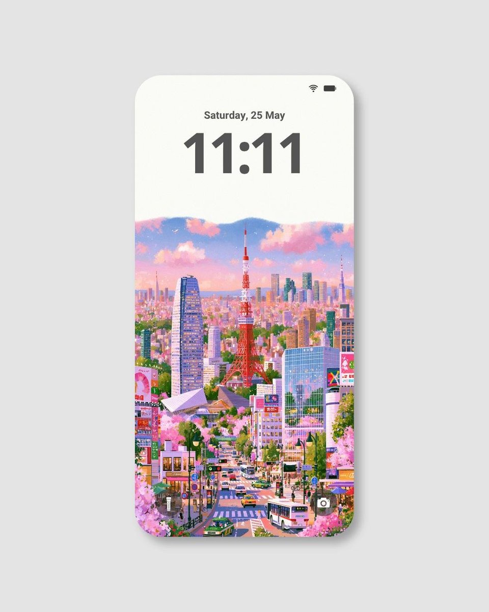 ohmy_wall's tweet photo. Pink skies over Tokyo - wallpaper https://t.co/S4cQx28CRN