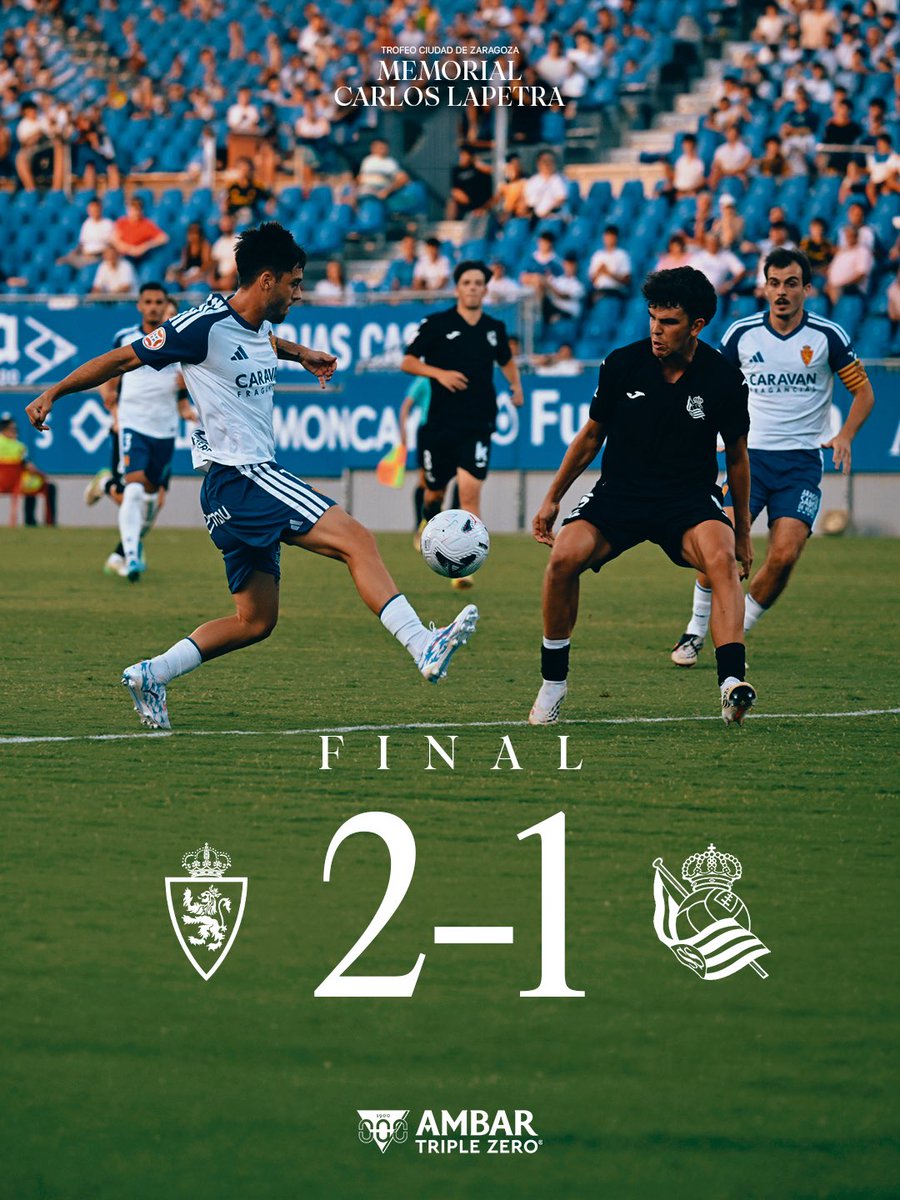 RealZaragoza's tweet photo. 🔚 Final en Ibercaja Estadio 

✅☺️ ¡Remontada, victoria y nos llevamos nuestro Trofeo Ciudad de Zaragoza-Memorial Carlos Lapetra! https://t.co/oAF47XKXrK