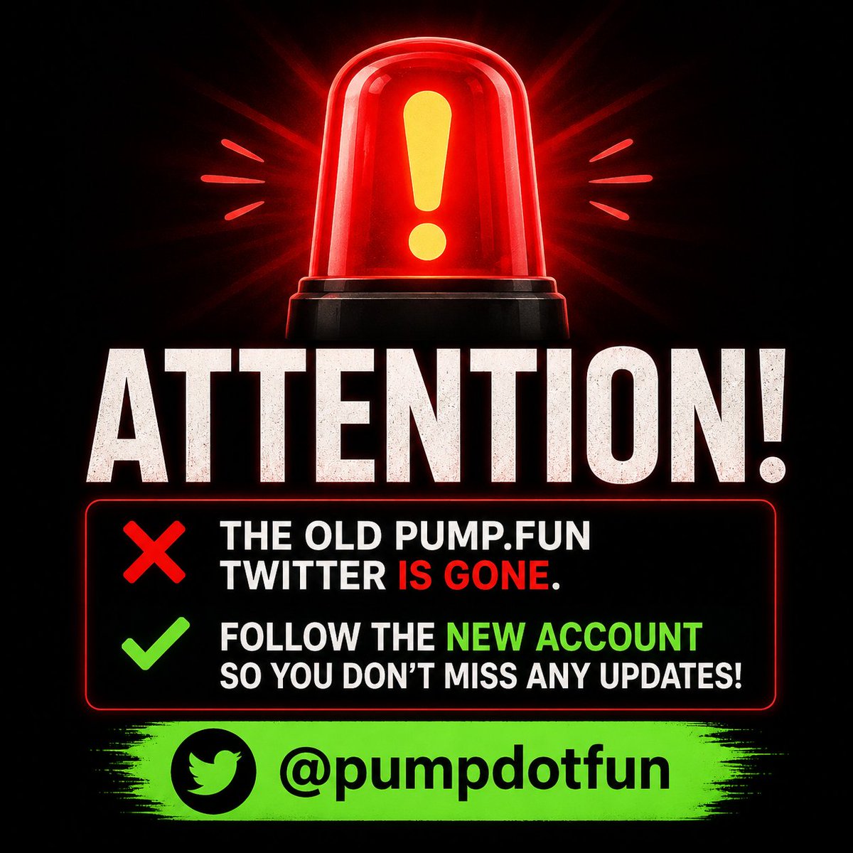 pumpfunWarnings's tweet photo. The old https://t.co/g0ux4cjles Twitter is gone. Follow the new account so you don’t miss any updates 🚀

#ansem #memecoin https://t.co/vlb3mtS18o