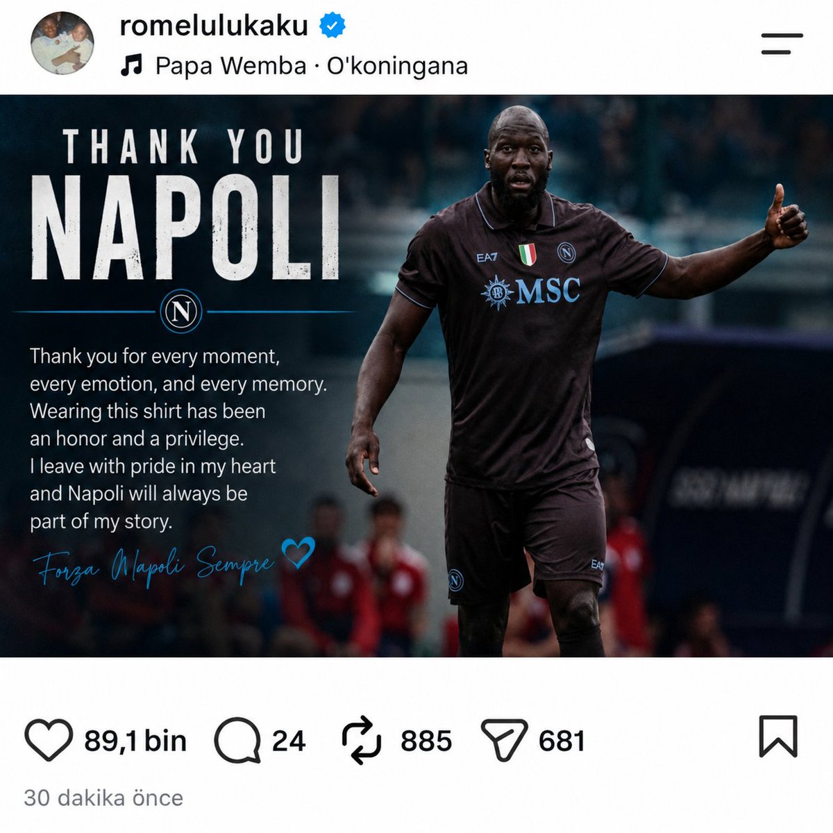 4231FENER's tweet photo. 🚨 Romelu Lukaku’nun yaptığı Instagram paylaşımı. https://t.co/isTxLQeOJS