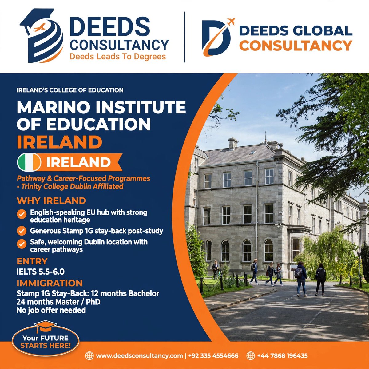 deedsconsult's tweet photo. STUDY AT MARINO INSTITUTE OF EDUCATION 🇮🇪 Affiliated with Trinity College Dublin | Pathway & career-focused teacher education
#MarinoInstitute #MIE #TrinityCollege #TeacherEducation #StudyInDublin https://t.co/8qQKmIzJLA