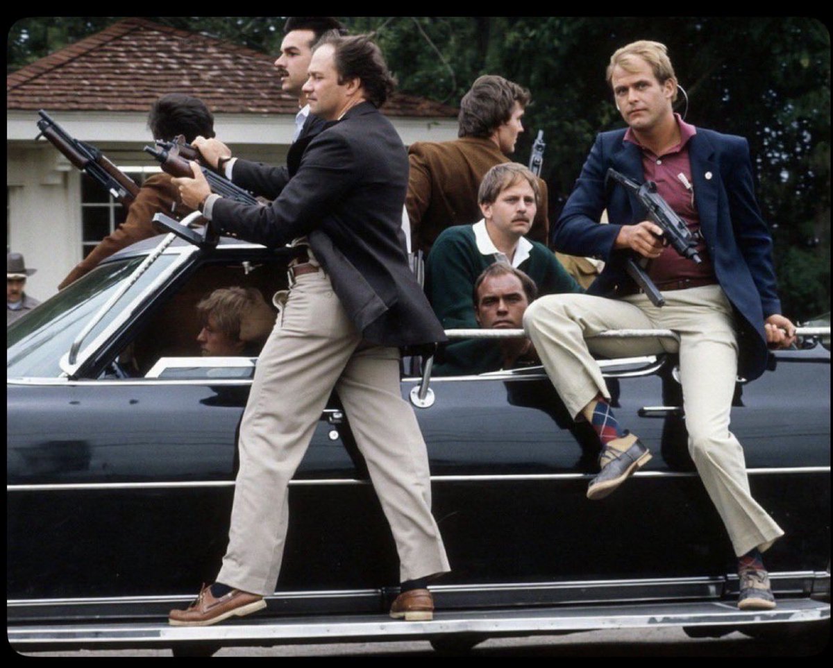 minmtmoon's tweet photo. Has anyone ever looked cooler in a high stress moment than these guys? 

* 1983 — Secret Service agents evacuated President Reagan from Augusta National Golf Club after Charles Harris took seven people hostage and demanded to speak with the president* https://t.co/IIiuzVzLvc