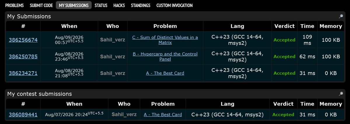 Sahil_Unique23's tweet photo. Finally solved those 2 problems that dropped my rating by -39 😭

Brooohhhh, my rating has been going down for the last 4 contests 💀

Now, only upsolving can save me. 😭

Did you upsolve questions of CF Educational Round 193?

#Codeforces #CompetitiveProgramming #DSA https://t.co/fXo02cKwCS