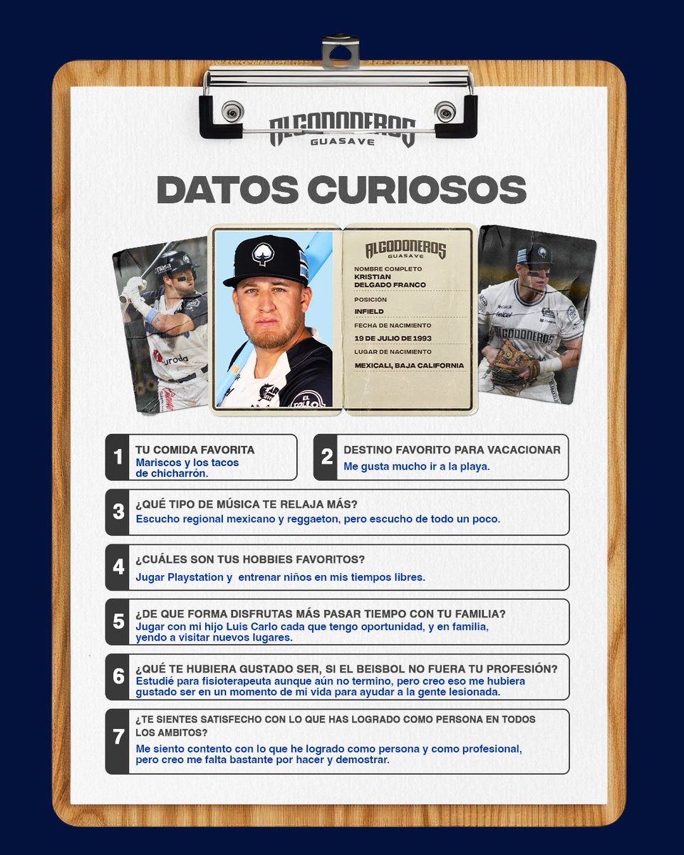 AlgodonerosGsv's tweet photo. ¿Sabías que a Kristian Delgado le encantan los mariscos y los tacos de chicharrón?🌮🍤

Algunos datos curiosos de nuestro infielder 🙌🏻⚡️

¿Cuál de estos datos te sorprendió más?👇🏻 https://t.co/kDvGlRRx9L