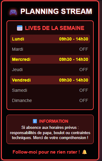 maxoume86's tweet photo. ⚠️ NOUVEAU PLANNING TWITCH ! ⚠️

Retrouvez-moi 3x par semaine pour 5h de live non-stop 🎮

📅 Lundi | Mercredi | Vendredi
⏰ 09h30 ➔ 14h30
☕ Café du matin, gaming &amp; chill juste après le boulot !

👉 Rejoins la Confrérie : https://t.co/gEu8kDjnd5 https://t.co/azzKgQNGL2