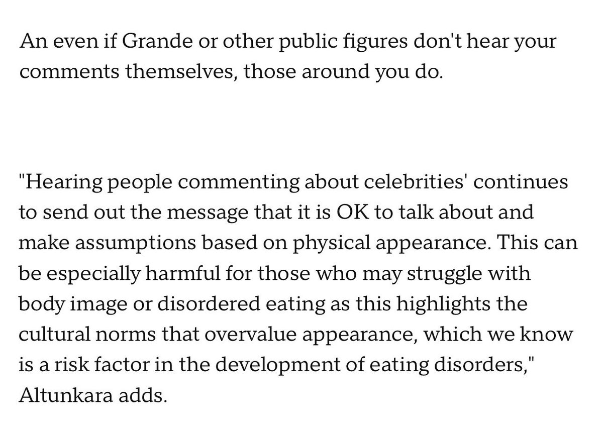 rollymollykd's tweet photo. Mind you the director of education at the National Eating Disorder Association warned about this 3 years ago and the commentary around Ariana's body has only gotten worse. https://t.co/UwiHIz3avA