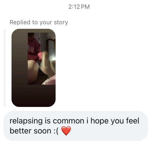 nicorexia's tweet photo. I’m so grateful for all of my followers on Instagram (and also my friends) I posted about relapsing on drugs (I left out also SH) and everyone’s responses were so nice :(( obviously this isn’t all the responses but I can only put four https://t.co/Bq9LKGLRzB