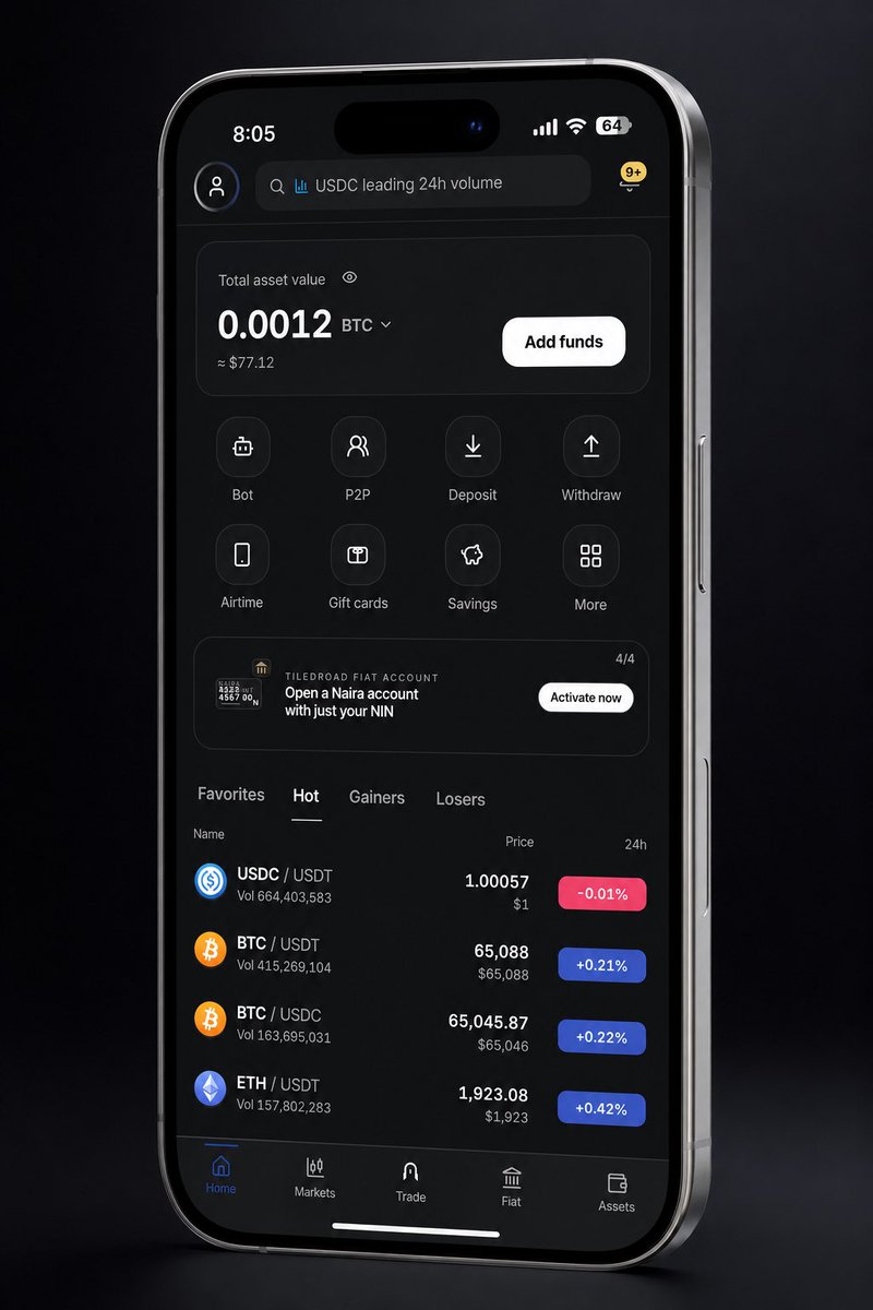 tiledroad's tweet photo. TiledRoad is building a new financial ecosystem, designed around speed, simplicity and ownership.

Forget the old P2P experience.
No waiting for buyers to send Fiat.
No waiting for sellers to confirm.
No unnecessary back and forth.

TiledRoad automates the entire process, enabling P2P transactions to settle in under 10 seconds.

Send crypto and fiat using just a username. No long wallet addresses. No account numbers. No friction.

And your TiledRoad identity starts with just a username and a password.
No email. No phone number.

Your username is more than a login, it’s your identity across the TiledRoad ecosystem.

We’re currently building and preparing for launch.
Join the waitlist. Reserve your username before someone else does.
https://t.co/Y6bJB3epel