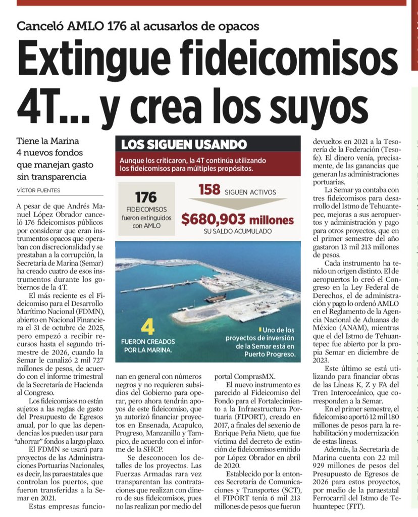 DeniseDresserG's tweet photo. Eliminar fideicomisos por “opacos, discrecionales y propensos a la corrupción” era, según la 4T, limpiar la casa. Hoy el Ejército crea los suyos, administra miles de millones y opera con la misma opacidad. No combatieron el vicio: lo militarizaron. Cambiaron los fideicomisos de manos, no las malas prácticas.