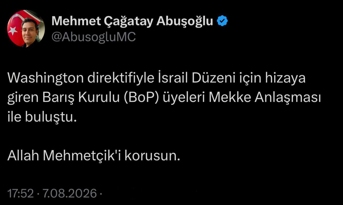 AbusogluMC's tweet photo. ABD'den gelen bu ifade, #MekkeAnlaşması için Müslüman NATO'su gibi akıl ötesi yorumlar yapıp İsrail'e karşı olduğu gibi mantık dışı tez üretenlere cevap olmuştur.  

İsrail'in Barış Kurulu üyeleri olan üç ülke ABD menşeli metne imza atmış. Mevzu bu kadar. https://t.co/pyqgaRoGqw
