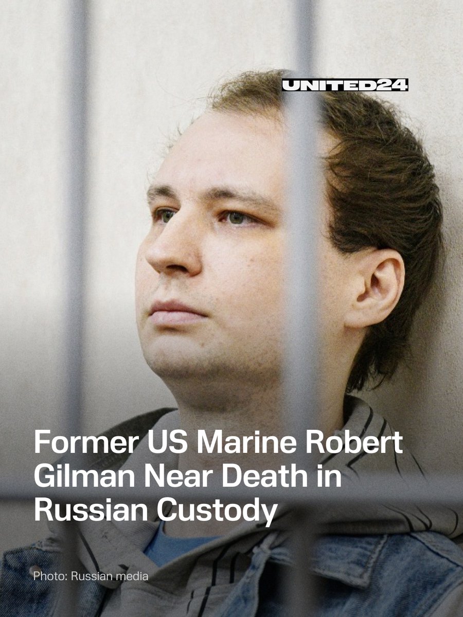 United24media's tweet photo. ⚡️ Former US Marine Robert Gilman is in critical condition and nearing death in a Russian prison.

Reports reveal he has been subjected to severe torture and injected with mind-altering drugs, falling into a "dissociative stupor." Russia is denying access to his family, lawyer, and US consular officials.
