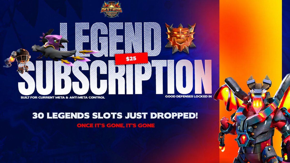 DestroDungeon's tweet photo. 🔥 SEPTEMBER LEGENDS IS OPEN! 🏆

💰 $25
🎟️ Only 30 spots
Built by Destro • Pryya • Warman 🛡️

👉 https://t.co/xCqnDrl82D
👀 Grab your spot before it’s gone!

🛡️ AUGUST WAS A GREAT DEFENSIVE SEASON!
Some crazy defenses this month 😭🔥
A lot of big holds and close fights.

🏆 Here are the August results! 👀

#ClashOfClans #CoC #ClashOn