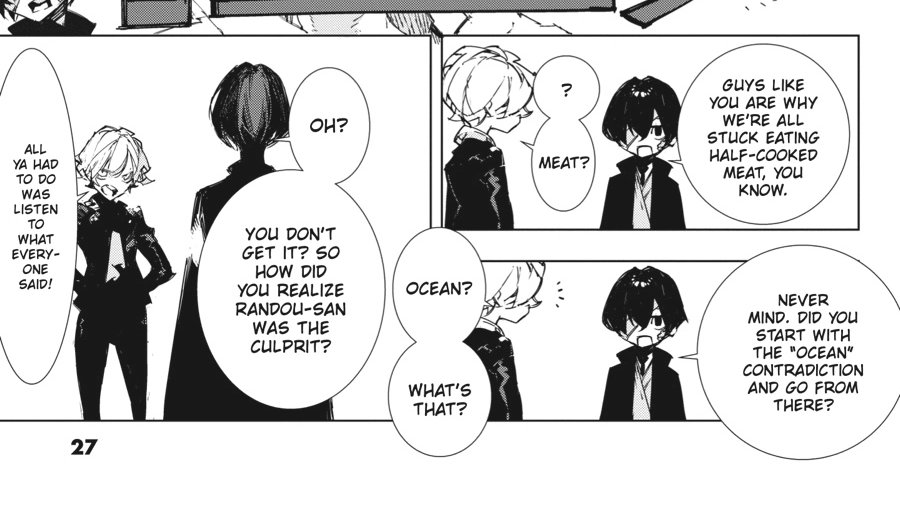 kokodazai's tweet photo. @sincerelyosamu honey wdym he didn't know what the ocean was😭if you are talking about that one panel from the 15 manga then i think you misinterpreted that because he didn't understand dazai's REASONING of the ocean not that he didn't know what is it https://t.co/5evpDwTCiS