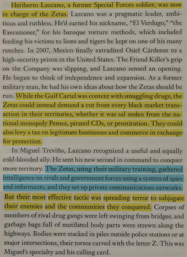 toxictiramisu's tweet photo. Los Zetas were led by ex-Kaibiles, commandos trained in Phoenix Program counterinsurgency, conditioning recruits to torture/kill captives w/ machetes. The CIA used this network because its tactics were cheap &amp; deniable, helping destabilize Mexico through blackmail &amp; cartel cover. https://t.co/8vRy9w0qPL