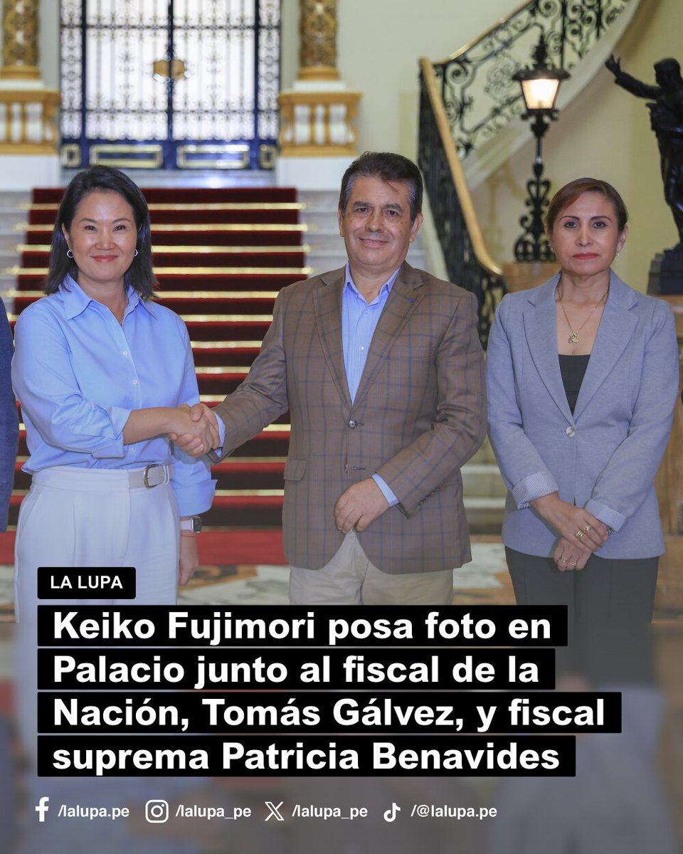 lalupa_pe's tweet photo. Foto oficial de Keiko Fujimori con el fiscal Tomás Gálvez y Patricia Benavides. Tras años de investigación por lavado de activos, la cúpula del Ministerio Público impulsó el archivamiento de su caso, disolvió el equipo Lava Jato y suspendió al fiscal José Domingo Pérez. https://t.co/hiCLJXPjTc