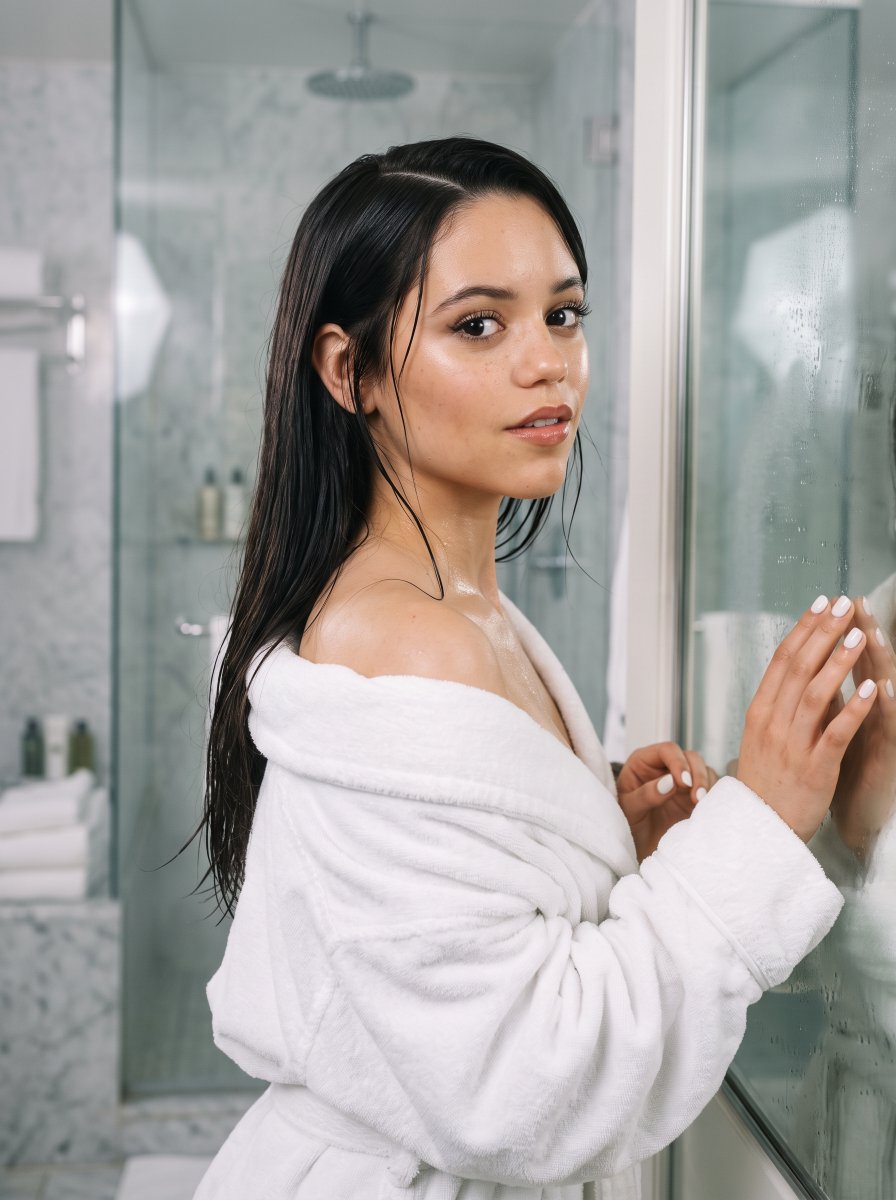 CreatingPrompts's tweet photo. Jenna Ortega and Millie Bobby Brown looking effortlessly radiant in plush white hotel robes. ✨🧖‍♀️

Prompt 👇 https://t.co/uYT4Jz22tf