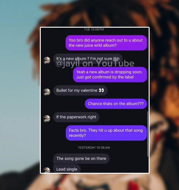 RileyTaugor's tweet photo. Juice WRLD’s “Bullet For My Valentine” will allegedly be the lead single for Juice’s upcoming album "The Outsiders", according to Mitch Mula https://t.co/OeTLfrsaR7