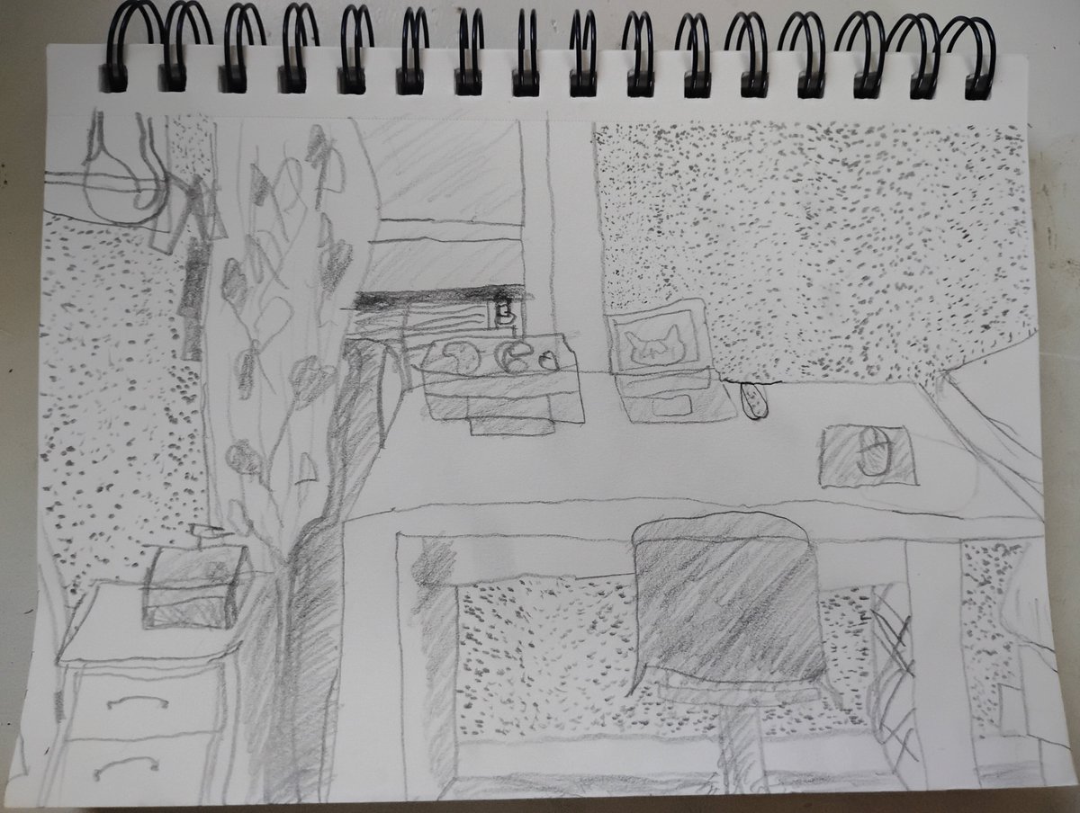 JAMmusic4all's tweet photo. Forgot to post yesterday lolzzz anywayz I don't draw on paper too much so I'm still practicing n i drew my workstation and the interior of a truck I was innn.... https://t.co/qAp04EBmjM