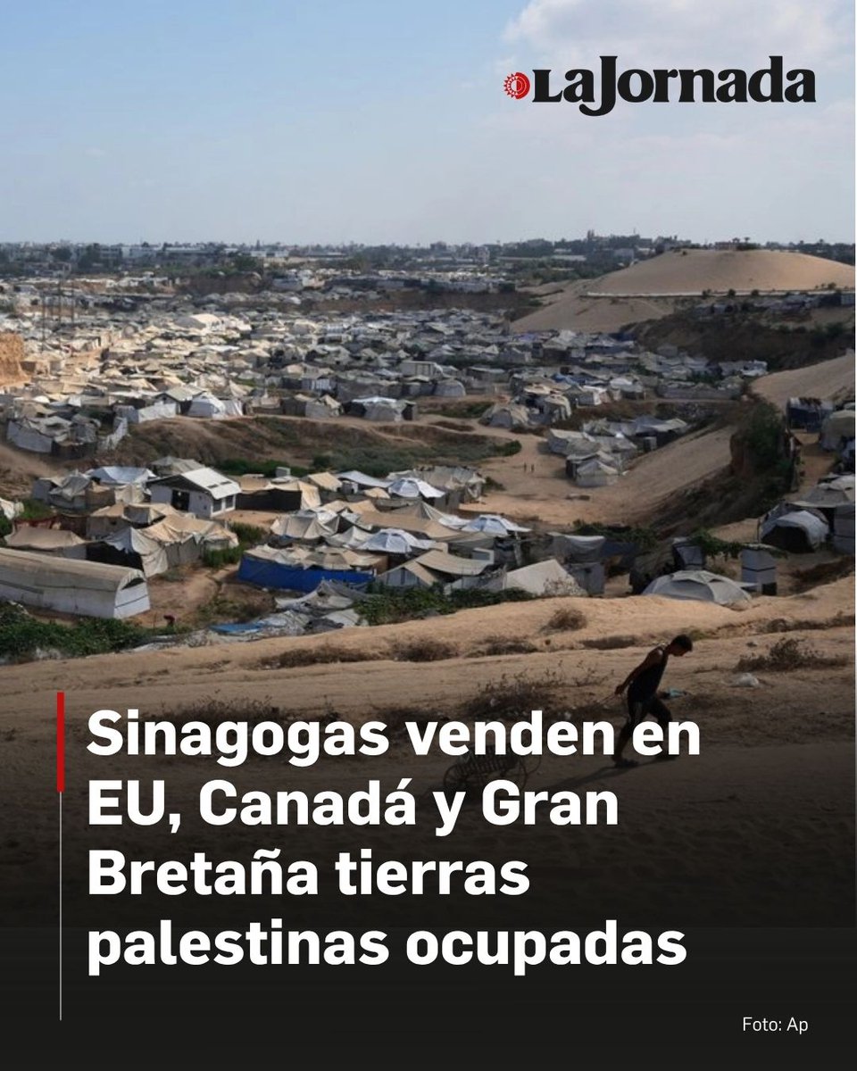 LaJornada's tweet photo. 📍 Organizan sinagogas venta de predios en territorios palestinos ocupados

En Estados Unidos, Canadá y Reino Unido promueven ferias inmobiliarias; es un crimen de guerra, dice experto.

Facilita el traslado de población civil israelí; una en Nueva York ofreció espacios en Cisjordania.

Tel Aviv hirió a 50 personas y arrestó a 60 en una ofensiva de un par de días en Jerusalén.

Lee más aquí 👇
https://t.co/2Vdnuy0EAH