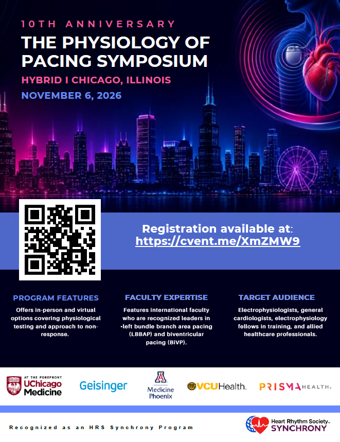 gauravaupadhyay's tweet photo. Excited to welcome you this Fall to Chicago and the 10th Annual Physiology of Pacing Symposium (#PPS10)! Join us where the #physiologicalpacing movement took off! https://t.co/wYr9QXyOfw @DrRoderickTung @KennethEllenbo1 @Hisdoc1 @GDandamudiMD #EPeeps #HRS #HRSSynchronicity https://t.co/M1hjiIaOTN
