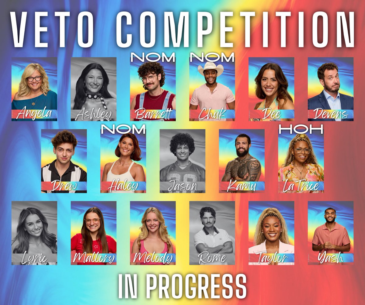BBigBrotherBuzz's tweet photo. The Veto competition is about to begin! Who do you want to win? #BB28 #BigBrother #BigBrotherBuzz https://t.co/lQFV54WaNg