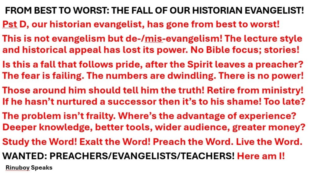 Rinuboy's tweet photo. Alas! The historian evangelist is fallen! https://t.co/ibOEw2CLa5