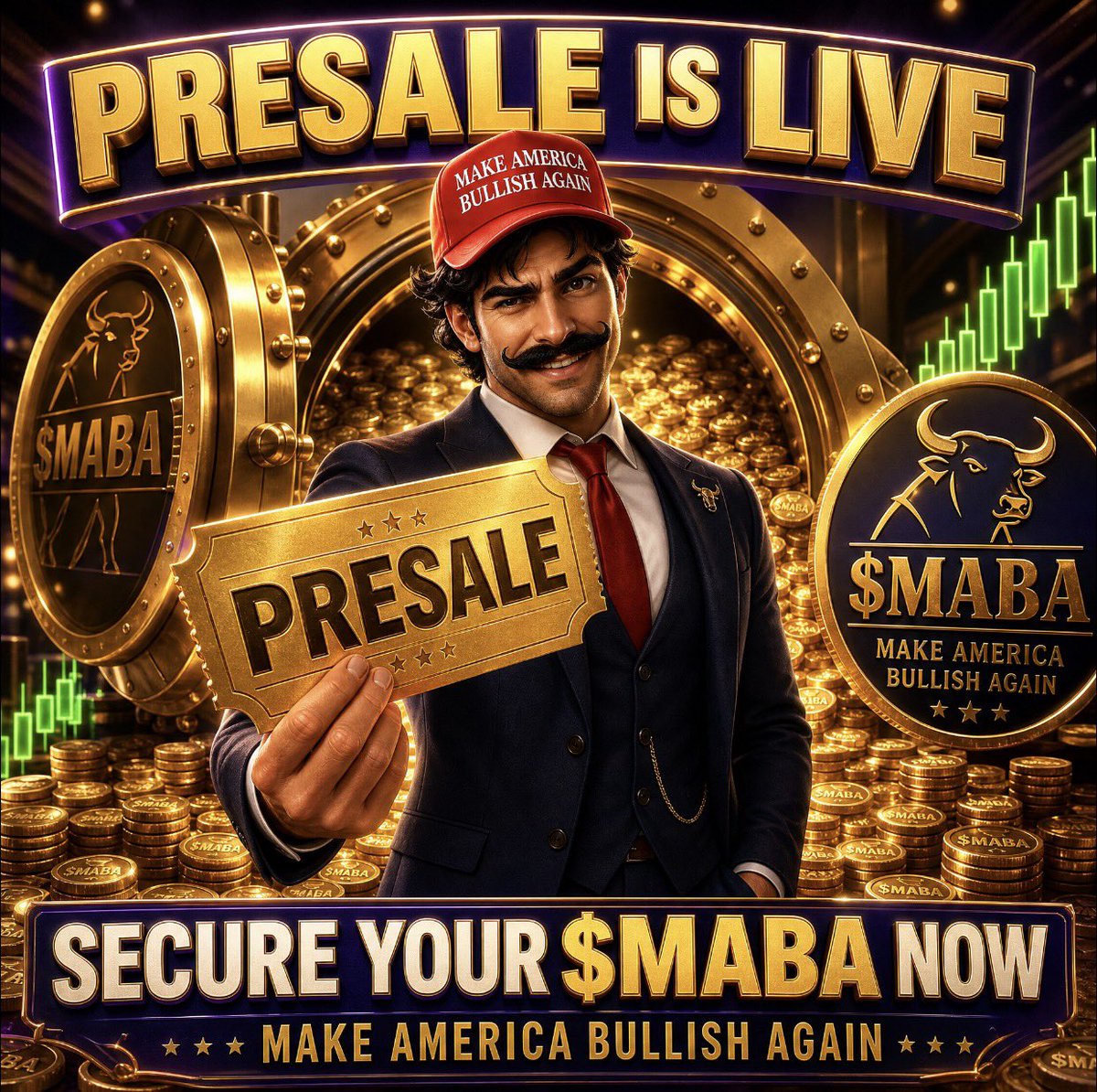 MABA_COIN's tweet photo. 🐂 28H PRESALE $MABA NOW LIVE 🇺🇸

🇺🇸 Buy min. 0.2 SOL or $15 USDC $MABA
🐂 Buy max. 10 SOL or $750 USDC $MABA

• Send to:

AgGYCifY5gU47rpf9sCLaf9zhGgG7Gsgc5oDQqDB6CA8

🇺🇸 Get 20M $MABA per 1 SOL or $75 USDC

5% BONUS => 5 SOL or $375

10% BONUS => 10 SOL or $750

+ 100% AIRDROP https://t.co/HsLwNcA4Jm