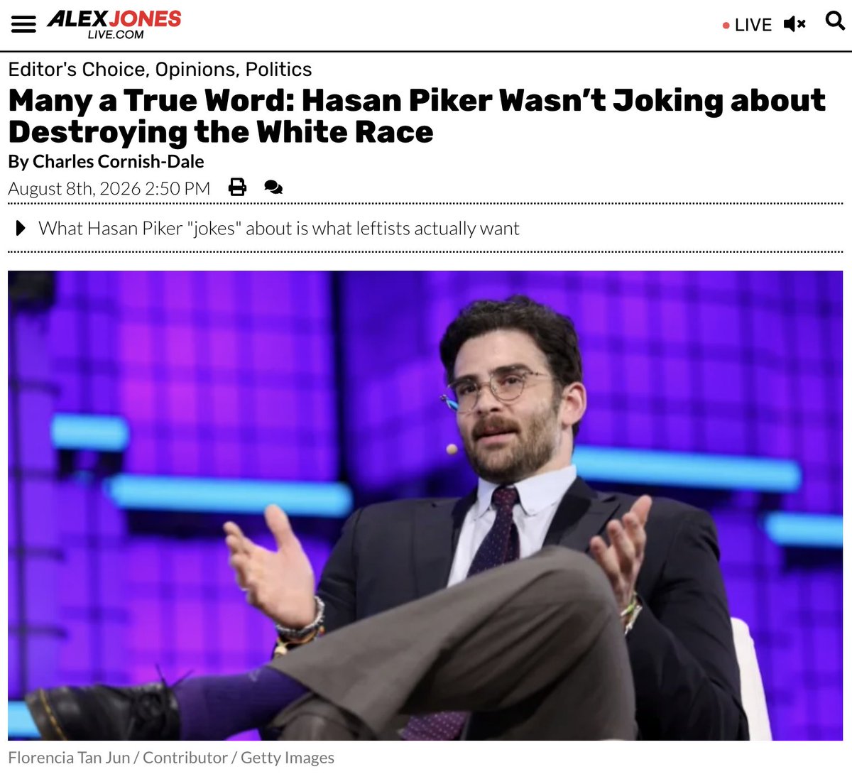 AJNlive's tweet photo. Many a True Word: Hasan Piker  Wasn’t Joking about Destroying the White Race  
 
ʀᴇᴀᴅ ᴍᴏʀᴇ ʙᴇʟᴏᴡ https://t.co/9fevsPrNZL