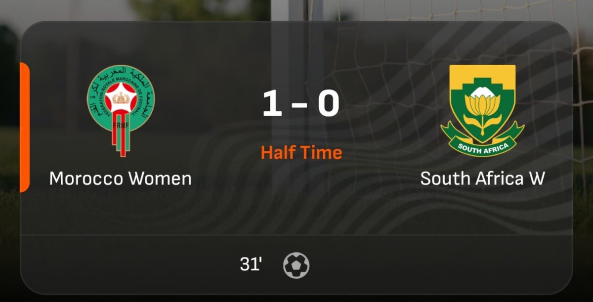 Inako_Yolwa's tweet photo. HALF-TIME:

Morocco 🇲🇦 1-0 🇿🇦  South Africa

Can our queens recover in the 2nd half? 😭💔

#WAFCON| #RSAMOR| #MORvRSA https://t.co/tdAPcnKR9M