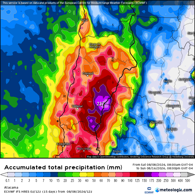 EdoWeatherman's tweet photo. Actualización para la próxima semana. El Niño trae lluvia para casi todo el país. 

Acaba de salir la actualización del modelo europeo y el panorama es evidente, gran parte del país recibirá lluvia la próxima semana, siendo el norte de Chile, aunque no lo crea, la zona donde más lloverá. 
Al evento del 11-12 de agosto en la zona norte, se sumará otro entre el 15 y 16, que también afectará la zona central y por el sur avanzará un evento de lluvia entre el 13 y 15 de agosto.

Sectores de las regiones de Antofagasta, Atacama y Coquimbo serán los más afectados. 
El evento del 2015 podría ser superado con lo que se proyecta para estas regiones. 

Más tarde compartiré una infografía con más detalles.

#Alerta.  
#NorteDeChile. 
#Antofagasta 
#Atacama. 
#Coquimbo. 
#ElNiño.